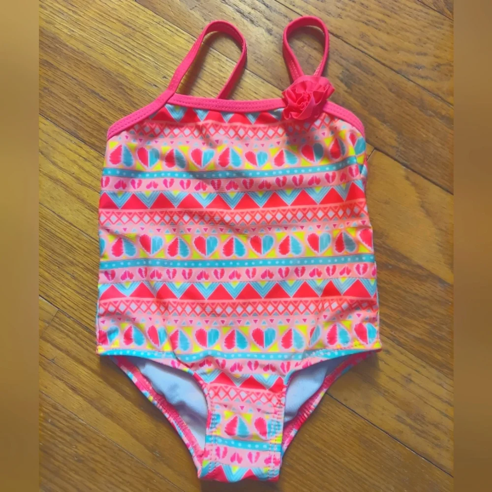 🎁 10/$25 OP Geometric 6-9 months One Piece Swimsuit With Heart Pattern, Flower